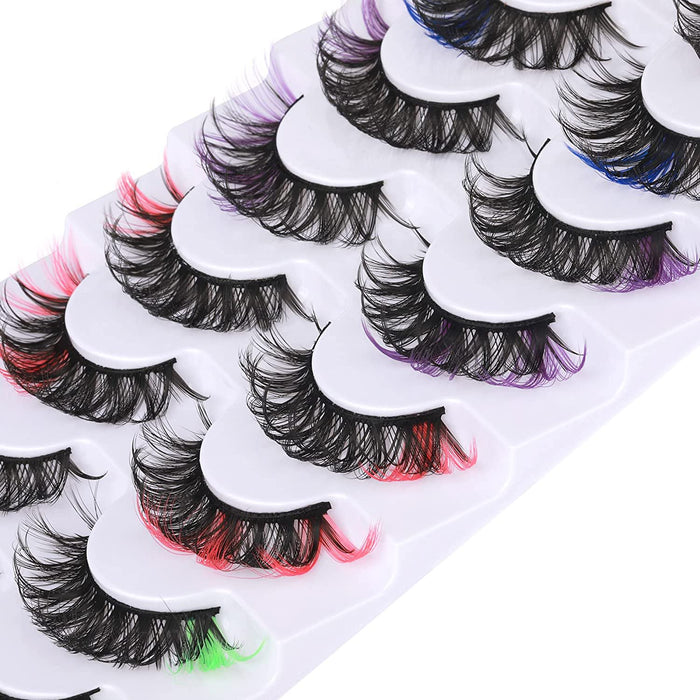 Colored Eyelashes Fluffy Eye Lashes with Colorful D Curl Strip Lashes