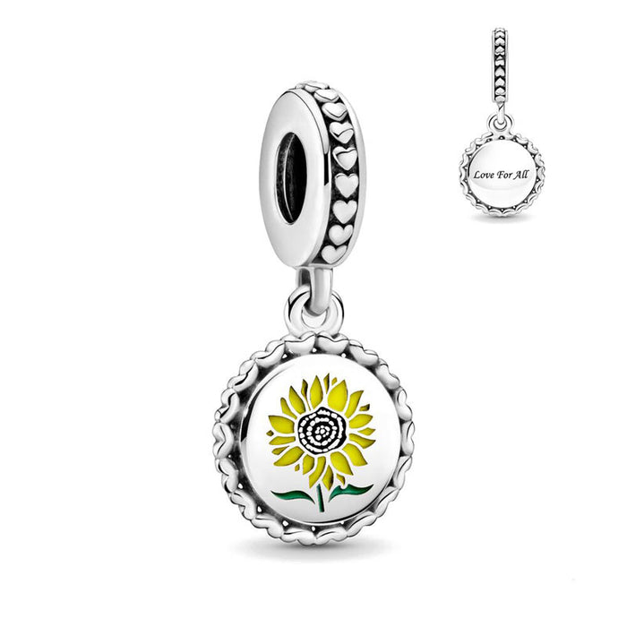 Fine 925 Silver DIY Good Luck Beads Pendat Fit Original Pandora Bracelet Trinket Necklace Jewelry sunflower Charms Amulet