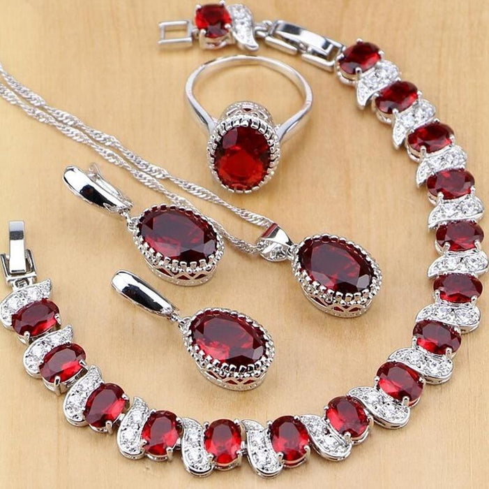 Fashion Ladies Set Zircon Earrings Jewelry Ring Trend Necklace Charm Banquet Accessories Bracelet Gift Box