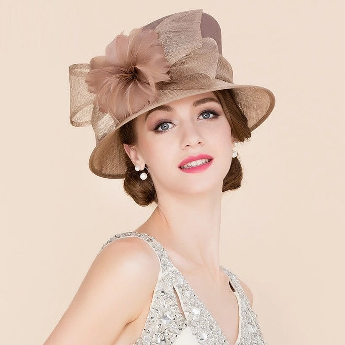 Women Elegant Linen Wedding Hats