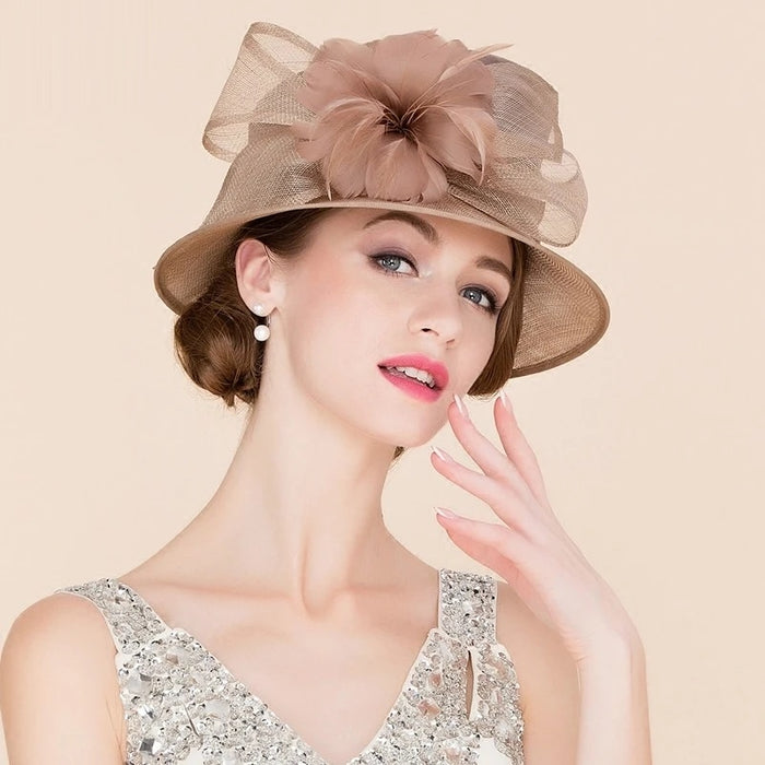 Women Elegant Linen Wedding Hats