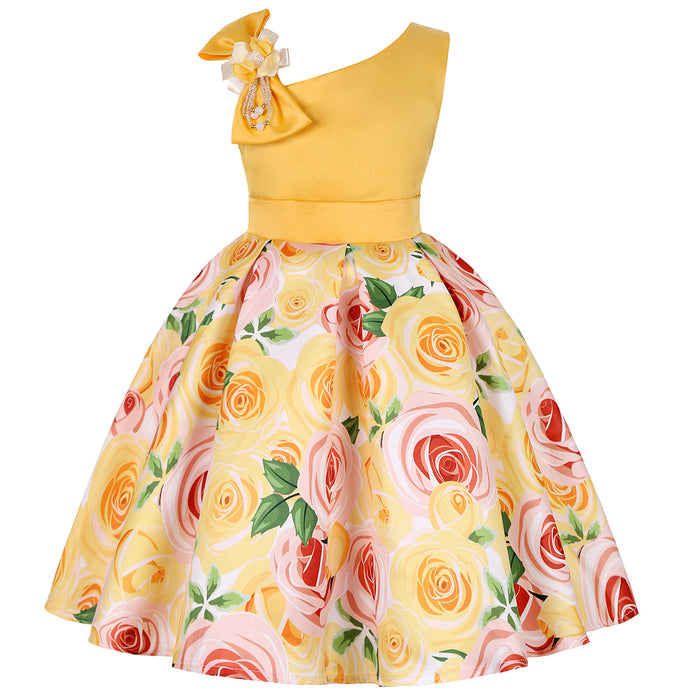 Bow Flower Birthday Dress For Kids
