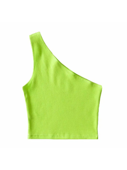 One Shoulder Cropped Tanks Top for Women
