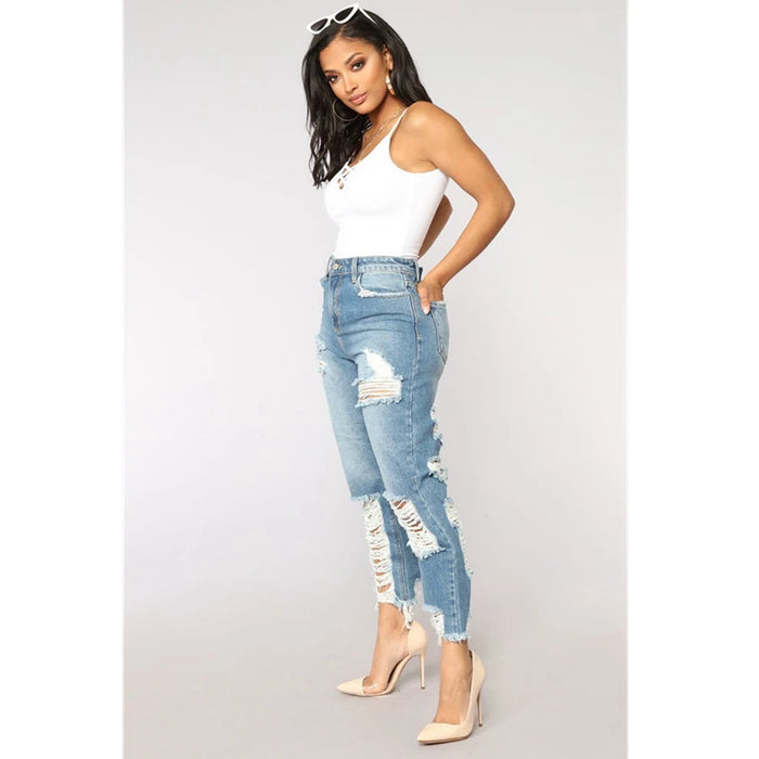 Sexy Ripped Jeans Girls Gloria Jeans With High Waist For Women