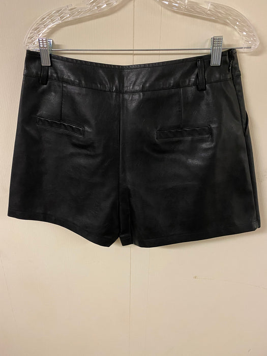Leather shorts Skirt (skort), high waist with zipper